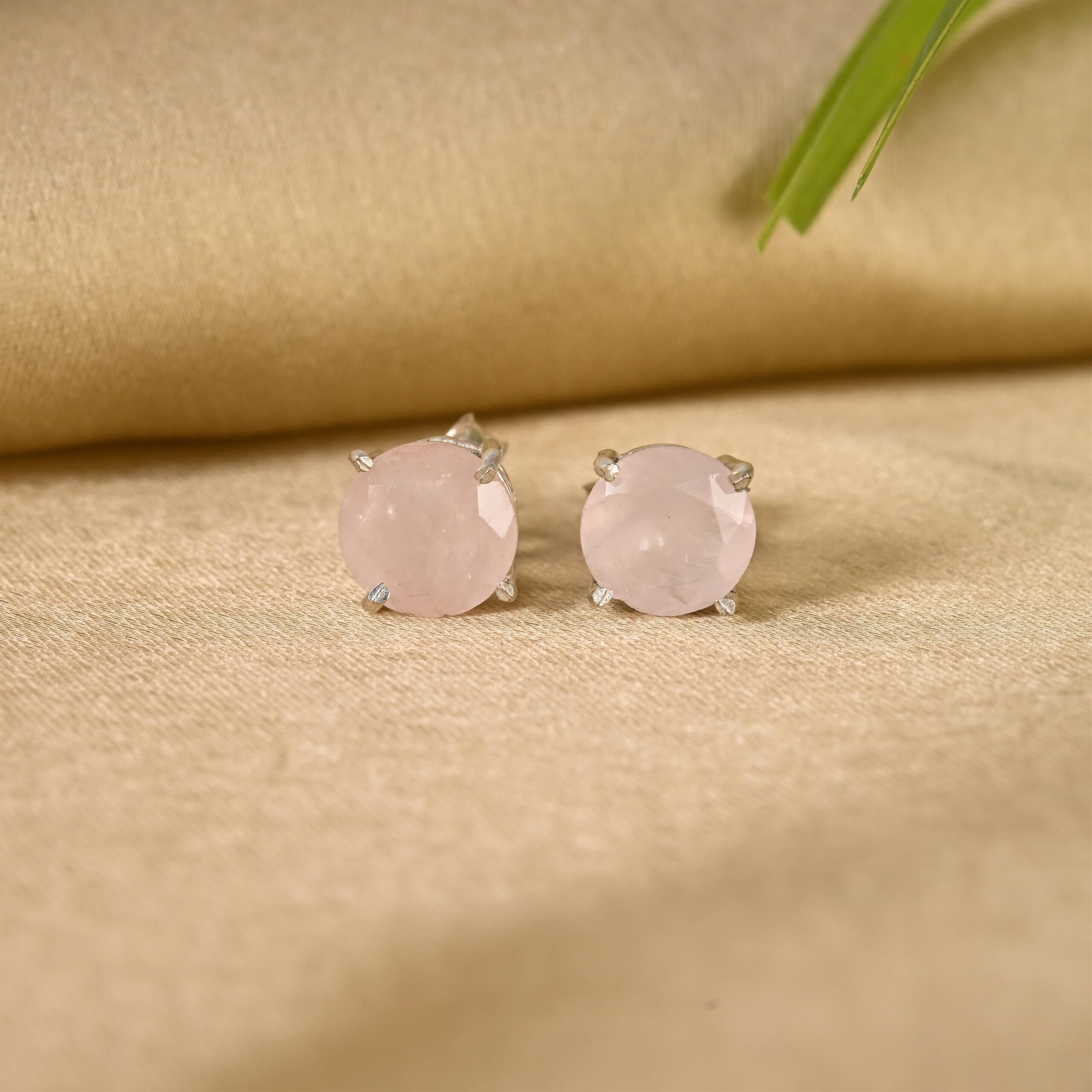 Rose Quartz Stud Earrings